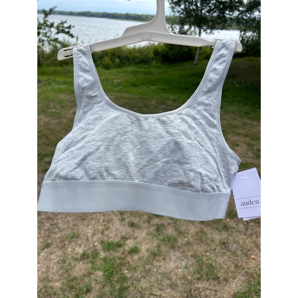 Auden Womens Scoop Neck Unlined Bralette Size S Gray Heathered Trainer Bra